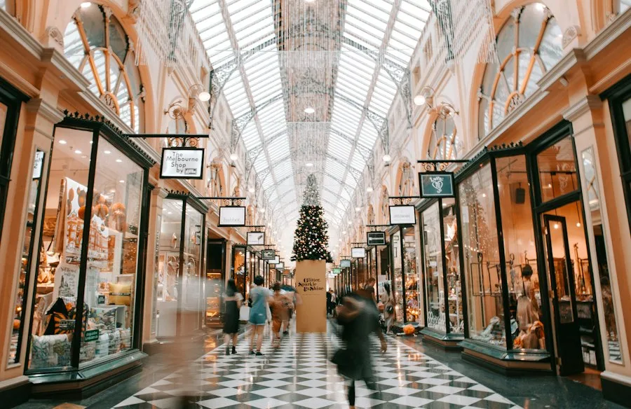 Shopping arcade lined with stores